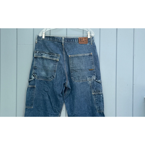 Vintage Polo Ralph Lauren x YANKEES Collab Carpenter Jeans Double Knee 34x32 - Picture 6 of 9